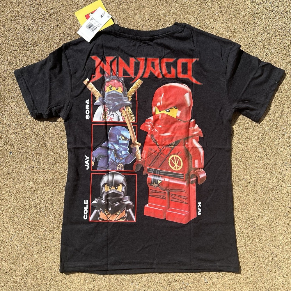 LEGO Ninjago Kai Sora Jay Cole Boys Graphic T-Shirt Black Size M NWT
